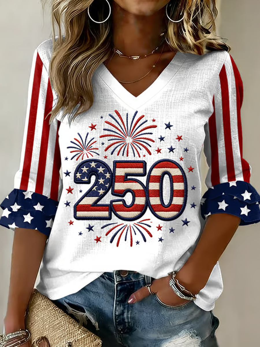 Women'S American 250Th Anniversary Printed Casual Shirt