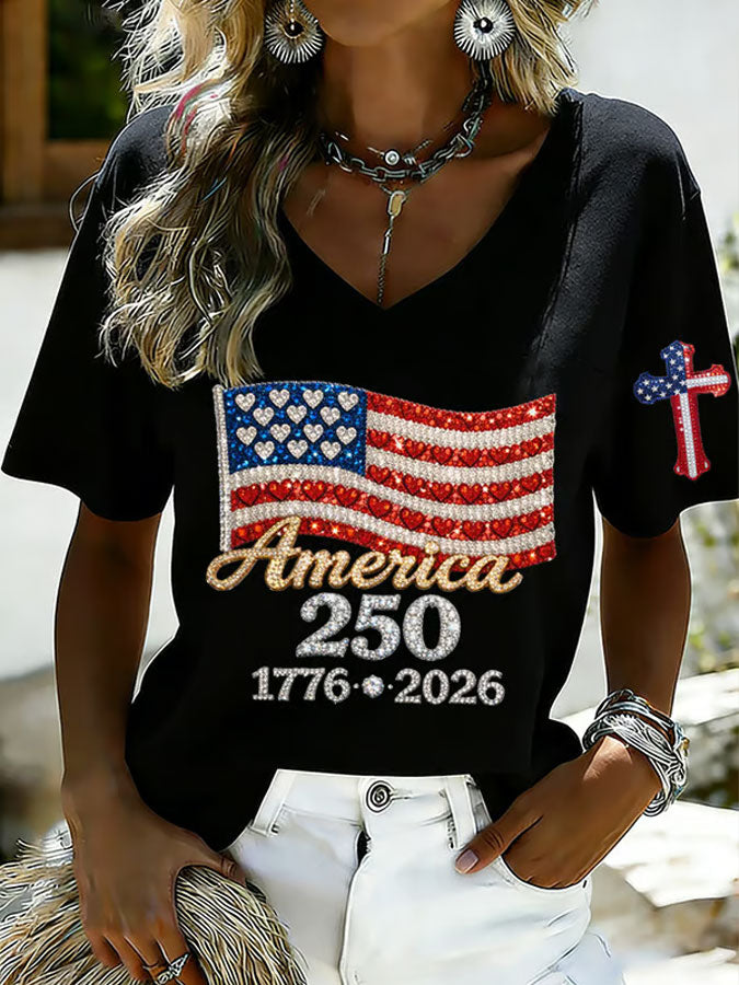 🔥Buy 3 Get 10% OFF 🔥Women's 250 Year Print Short Sleeve T-shirt