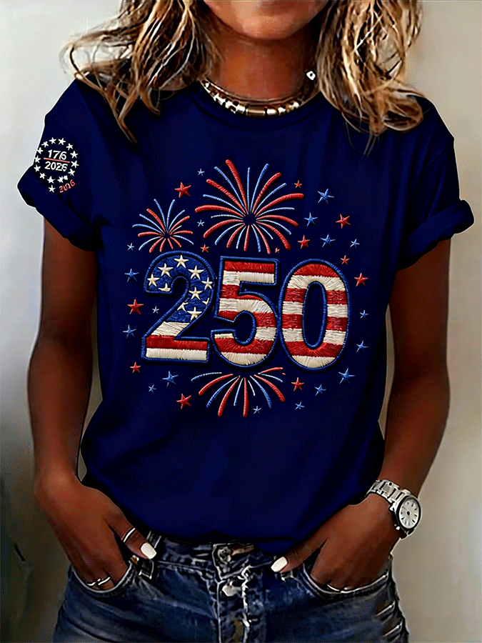 🔥Buy 3 Get 10% OFF 🔥Women's Casual Independence Day (Flag) Crew Neck Short Sleeve T-shirt