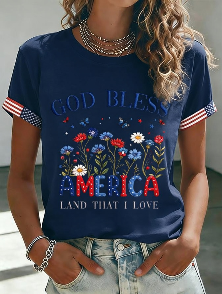 🔥Buy 3 Get 10% OFF 🔥Women'S American Independence Day 250Th Anniversary Printed Short Sleeved T-Shirt
