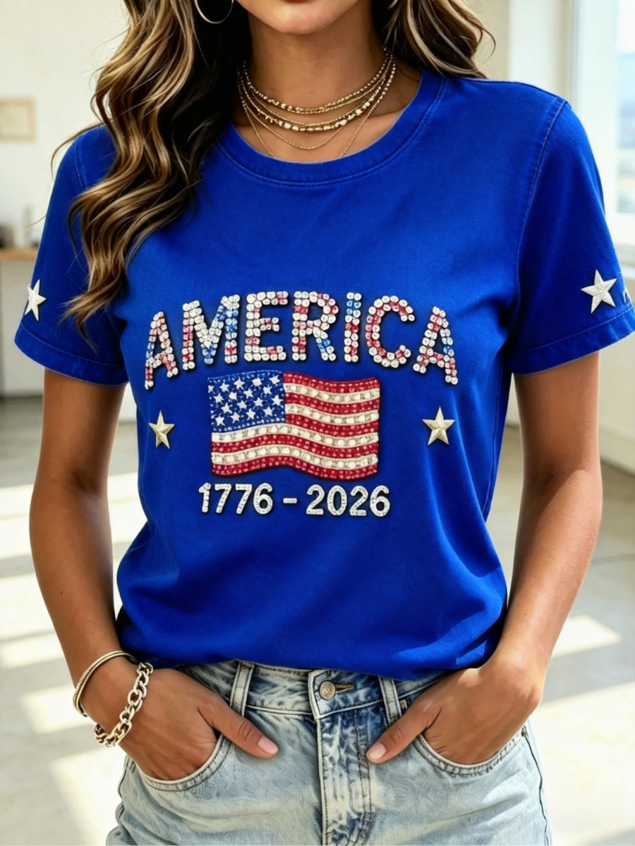 🔥Buy 3 Get 10% OFF 🔥Women's Casual 250th Anniversary Independence Day Printed T-shirt