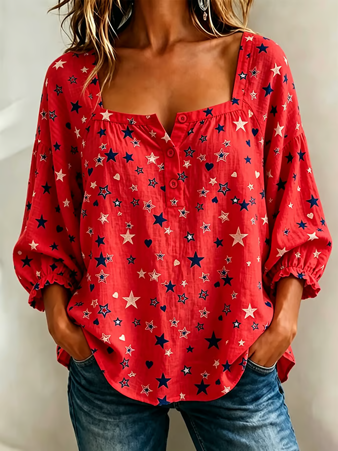 Women's 250th Anniversary Flower Art Print Top