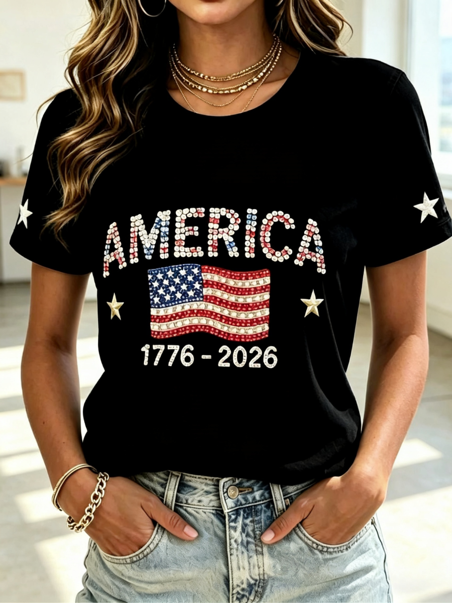 🔥Buy 3 Get 10% OFF 🔥Women's Casual 250th Anniversary Independence Day Printed T-shirt