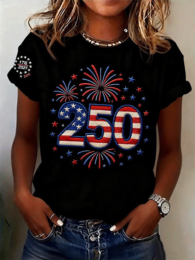 🔥Buy 3 Get 10% OFF 🔥Women's Casual Independence Day (Flag) Crew Neck Short Sleeve T-shirt