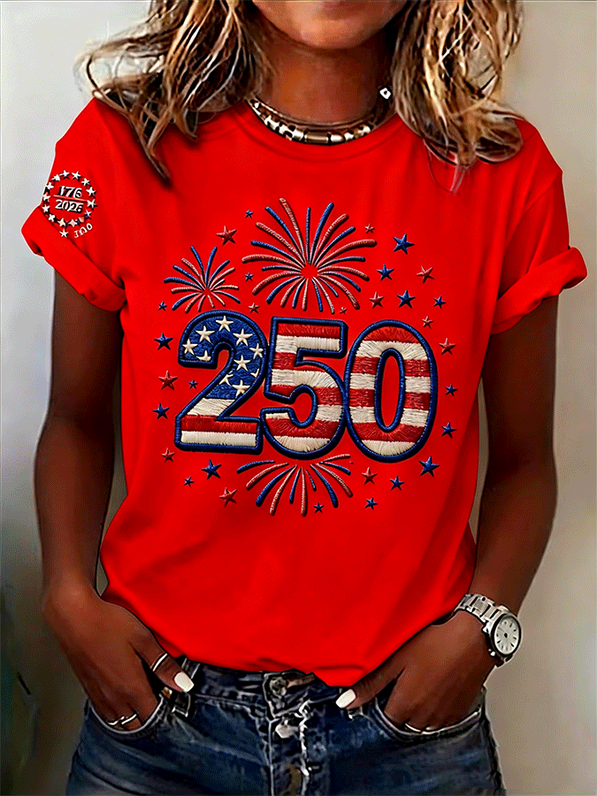 🔥Buy 3 Get 10% OFF 🔥Women's Casual Independence Day (Flag) Crew Neck Short Sleeve T-shirt